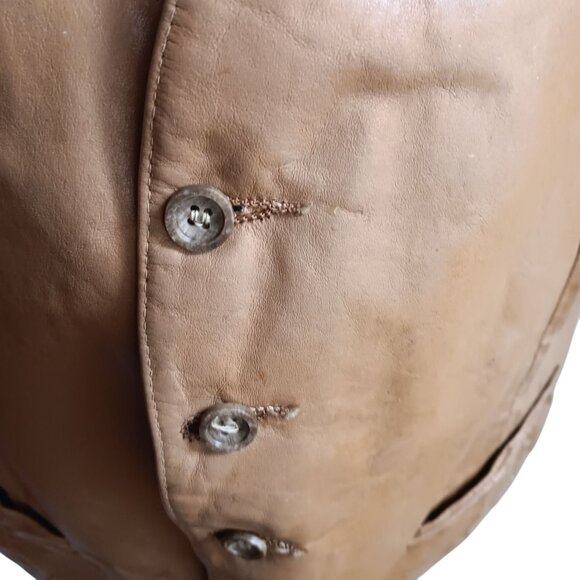 Men's 42 Large Leather Vest Vintage 80's Startown Boho Macho Distress Londontown - Picture 5 of 7